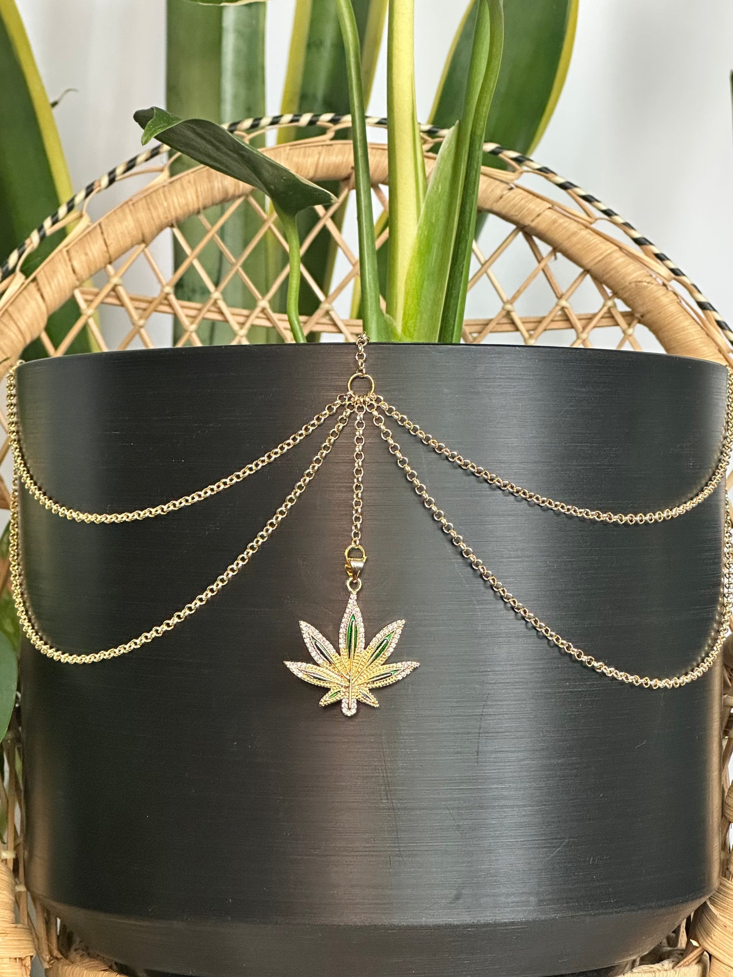 Gold Pave Herb Leaf
