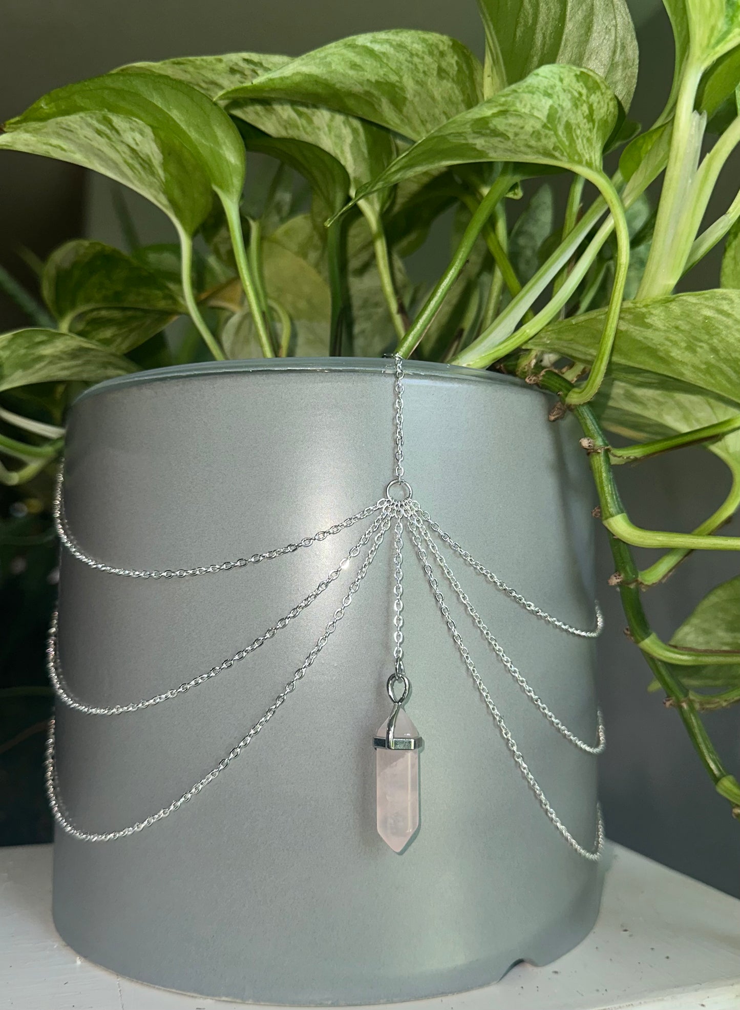 Rose Quartz Pendant (Silver)