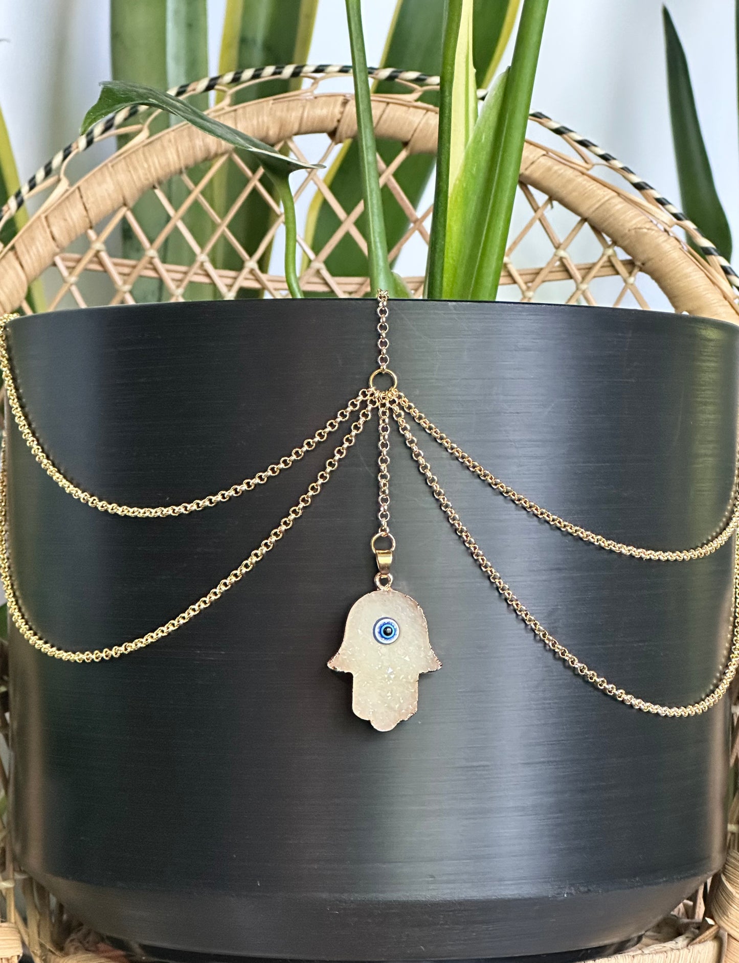 Cream Hamsa Pendant