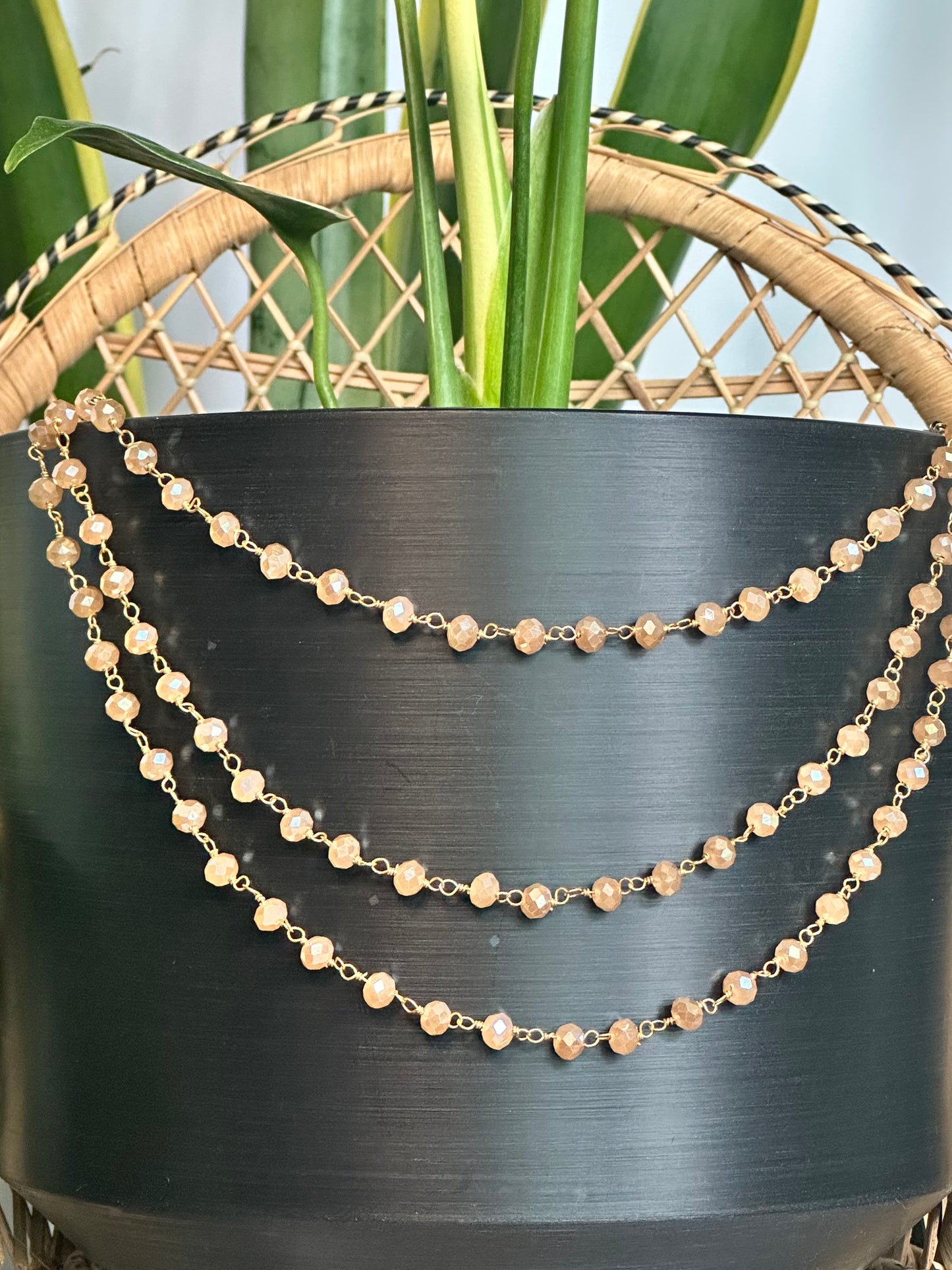 Peach Rondelle Plant Jewelry