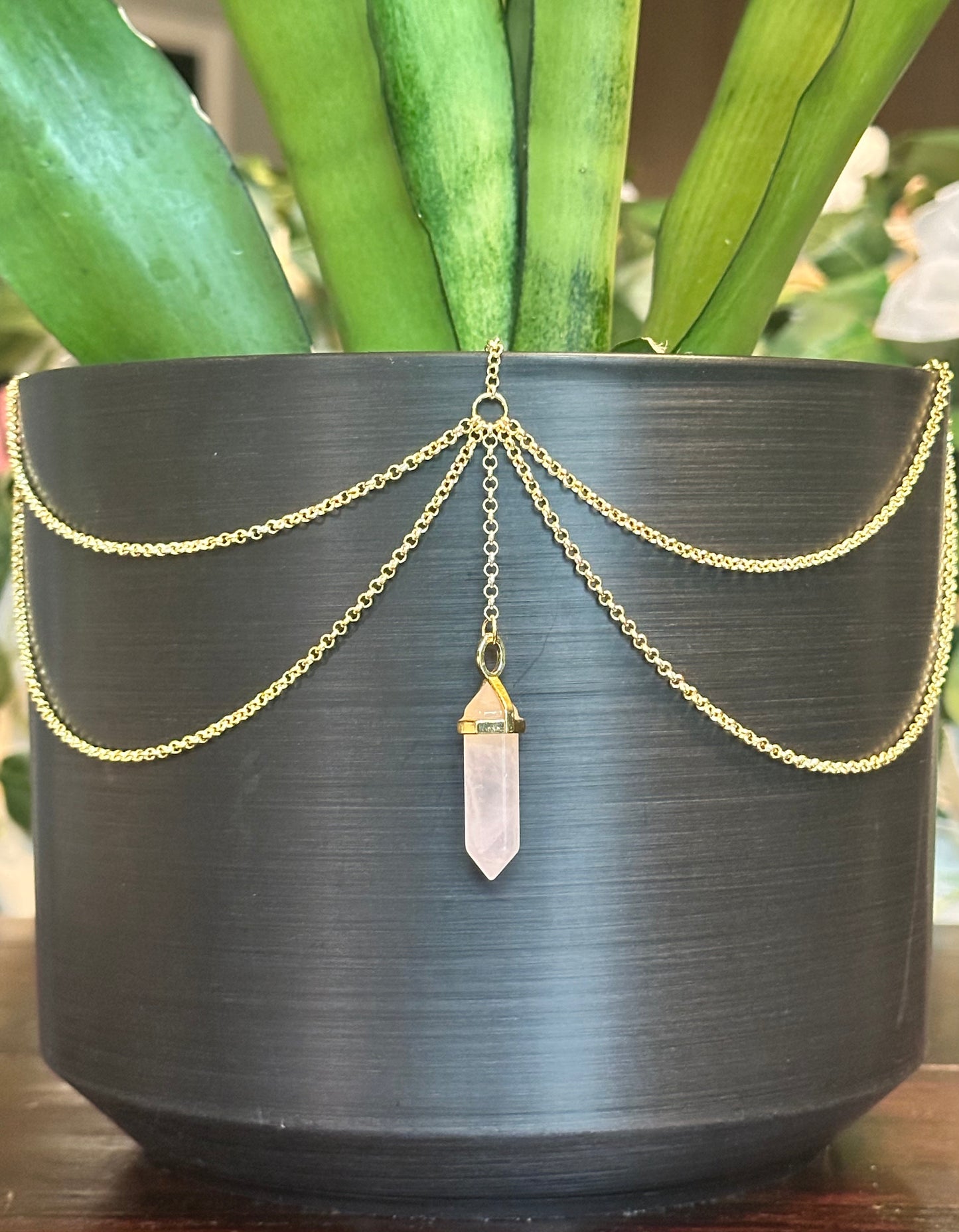 Rose Quartz Pendant (Gold)