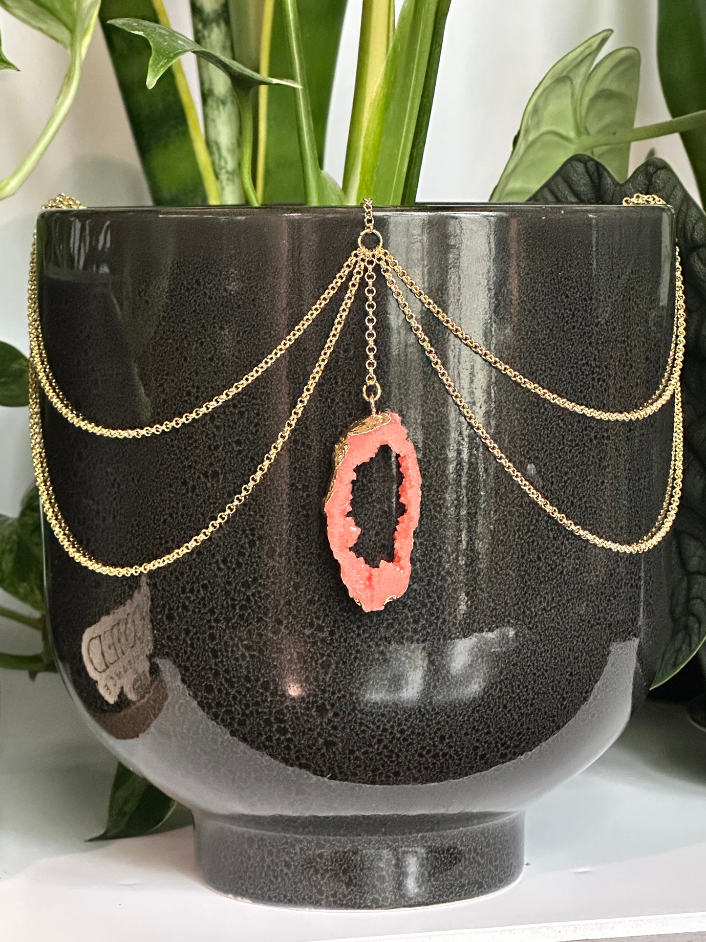 Coral Resin Geode