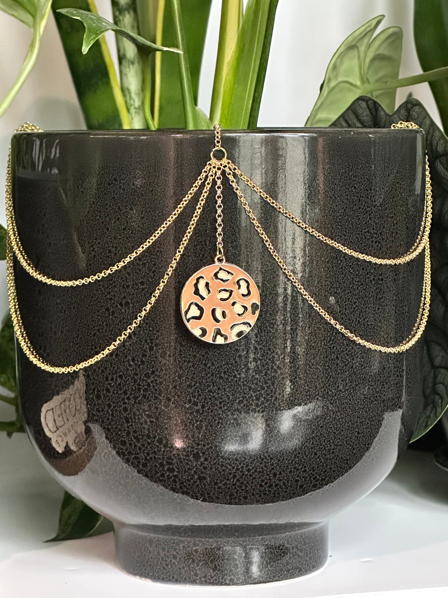 Leopard Print Round Pendant
