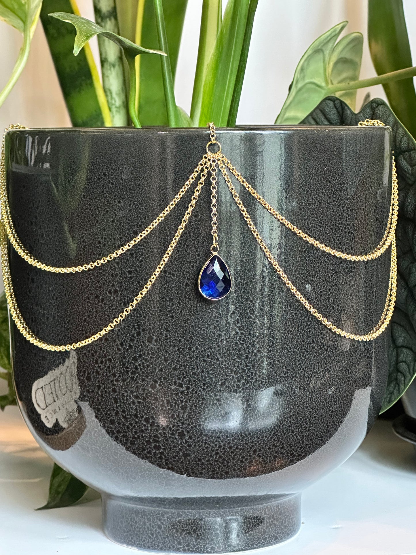 Royal Blue Glass Teardrop Pendant