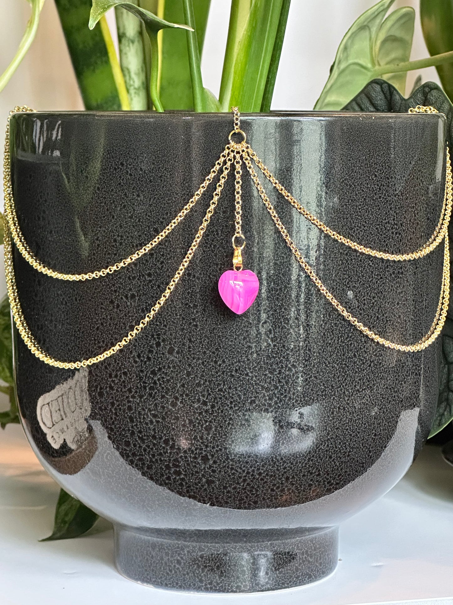 Tiny Pink Onyx Heart Pendant