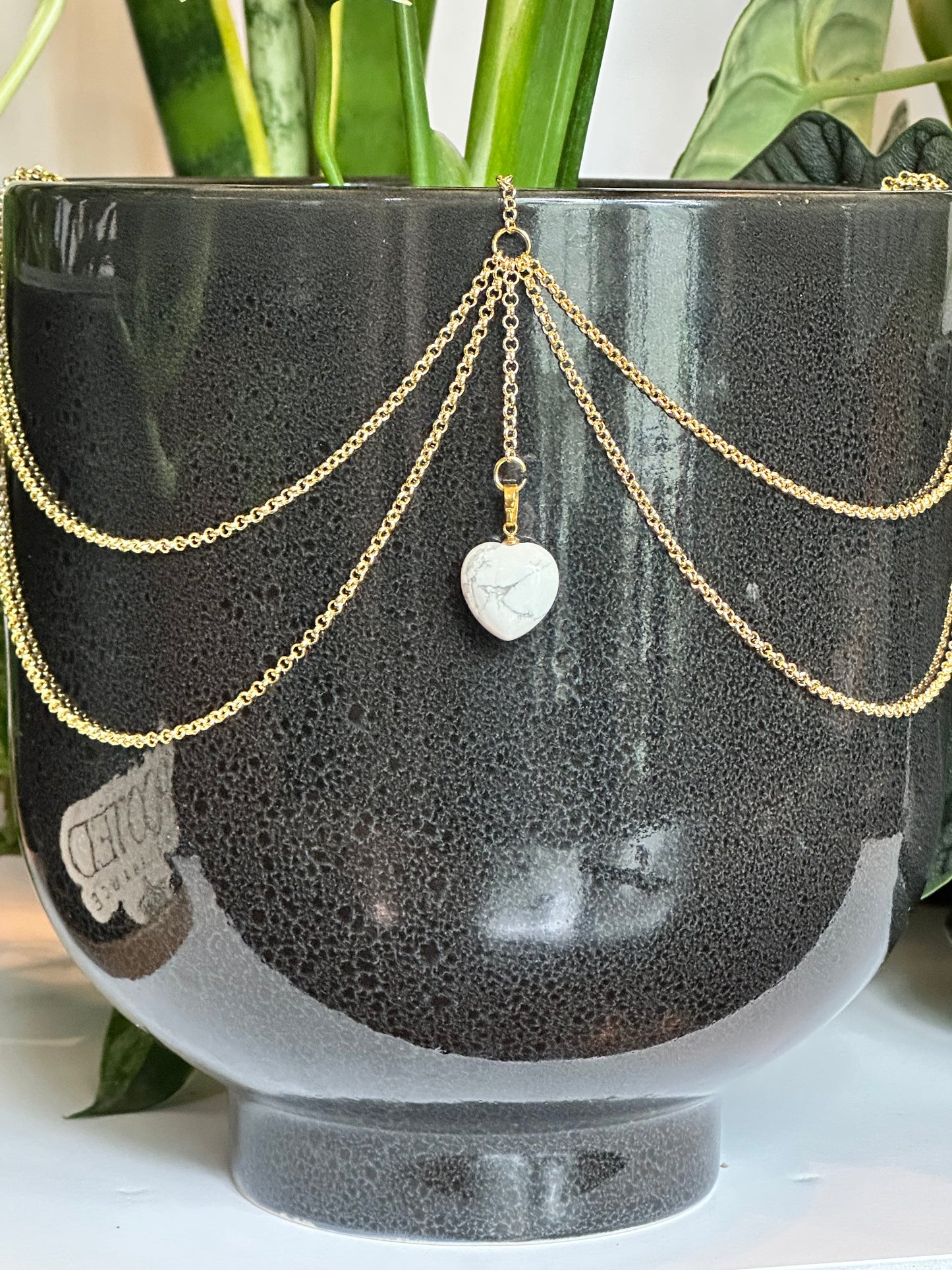 Tiny White Howlite Heart Pendant