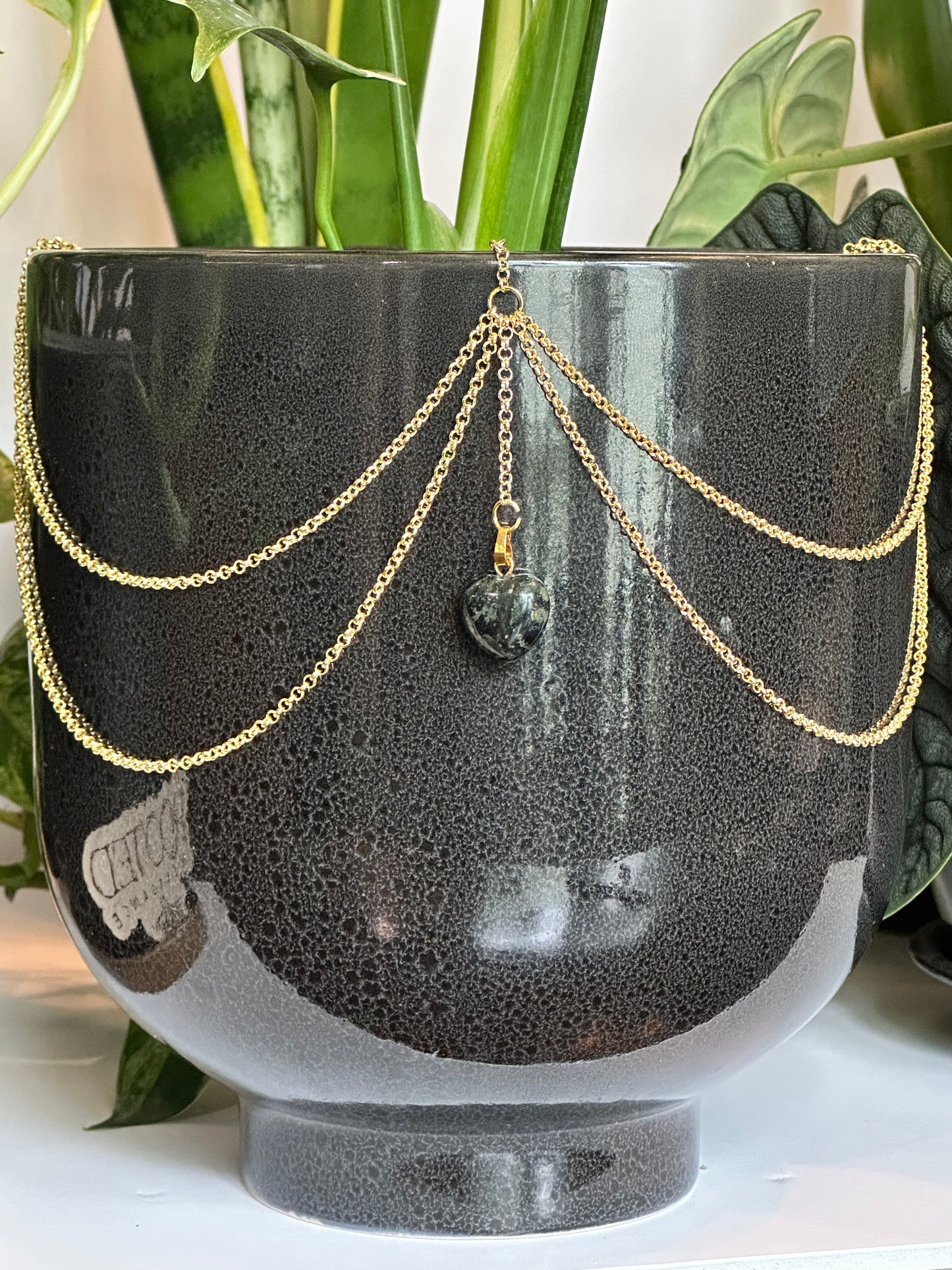 Tiny Black Jade Heart Pendant