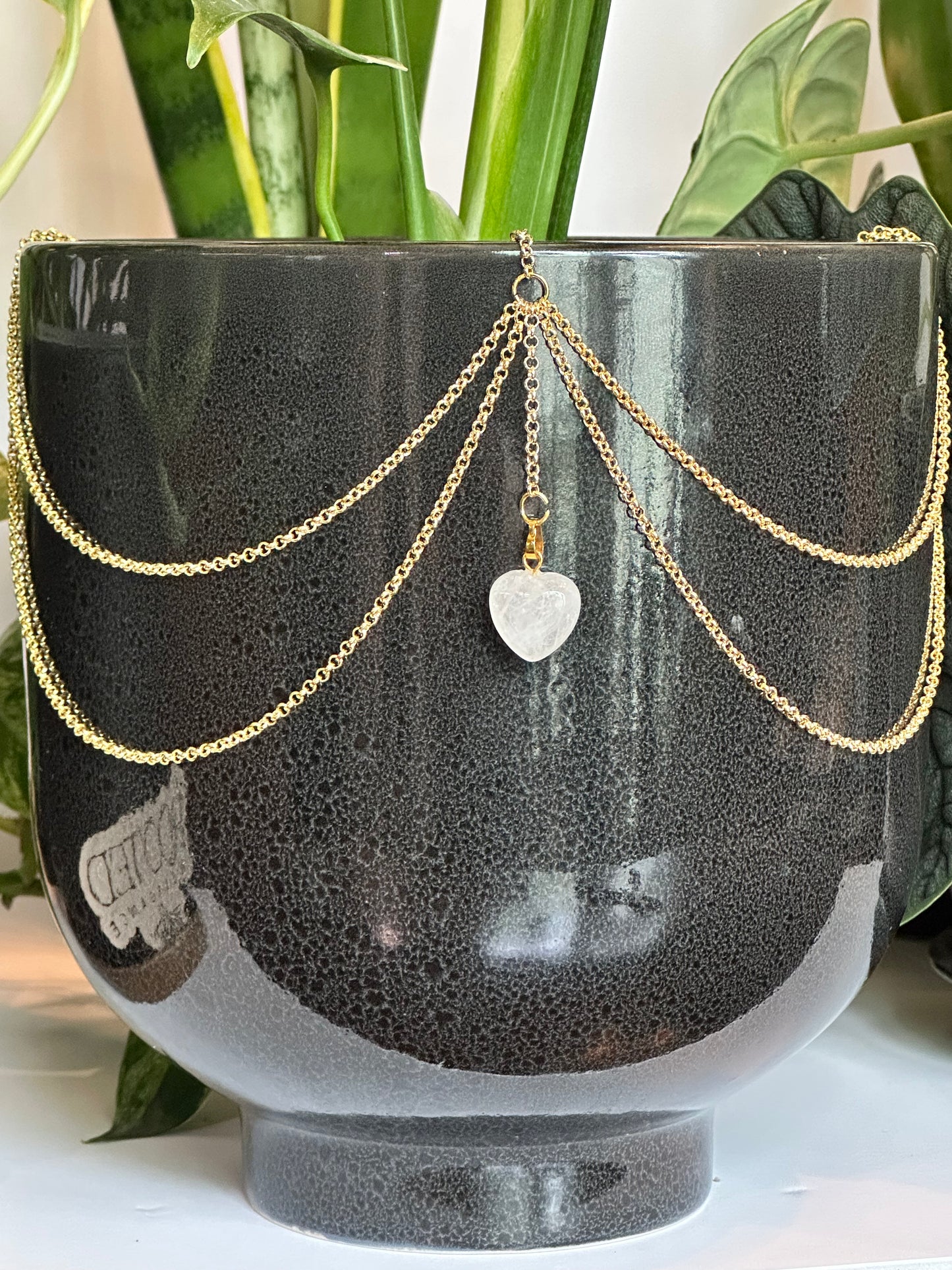 Tiny White Quartz Heart Pendant