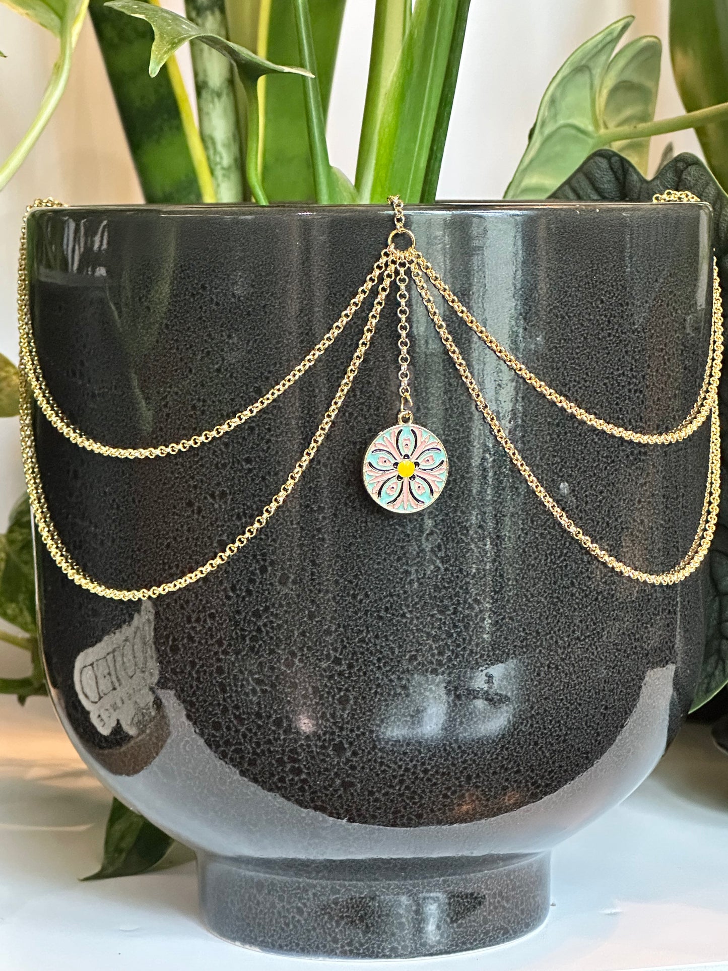 Floral Design Round Pendant