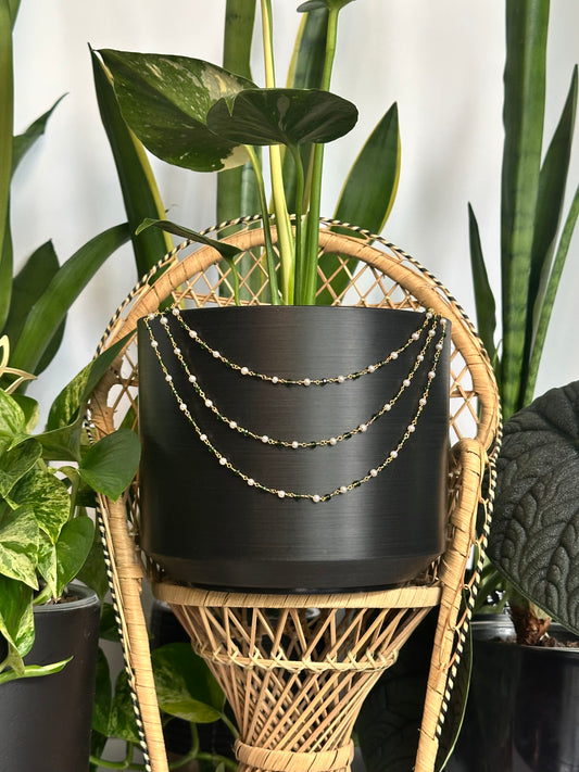 Green Quartz & White Pearl Plant Jewelry