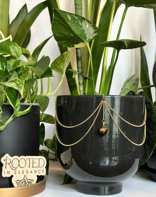 Tiny Tigers Eye Heart Pendant