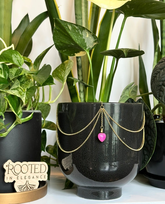 Tiny Pink Onyx Heart Pendant