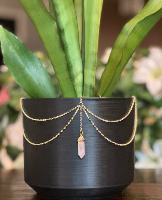Rose Quartz Pendant (Gold)