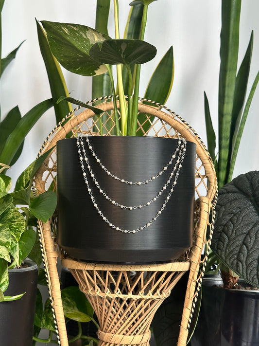Grey Moonstone & White Pearl Plant Jewelry