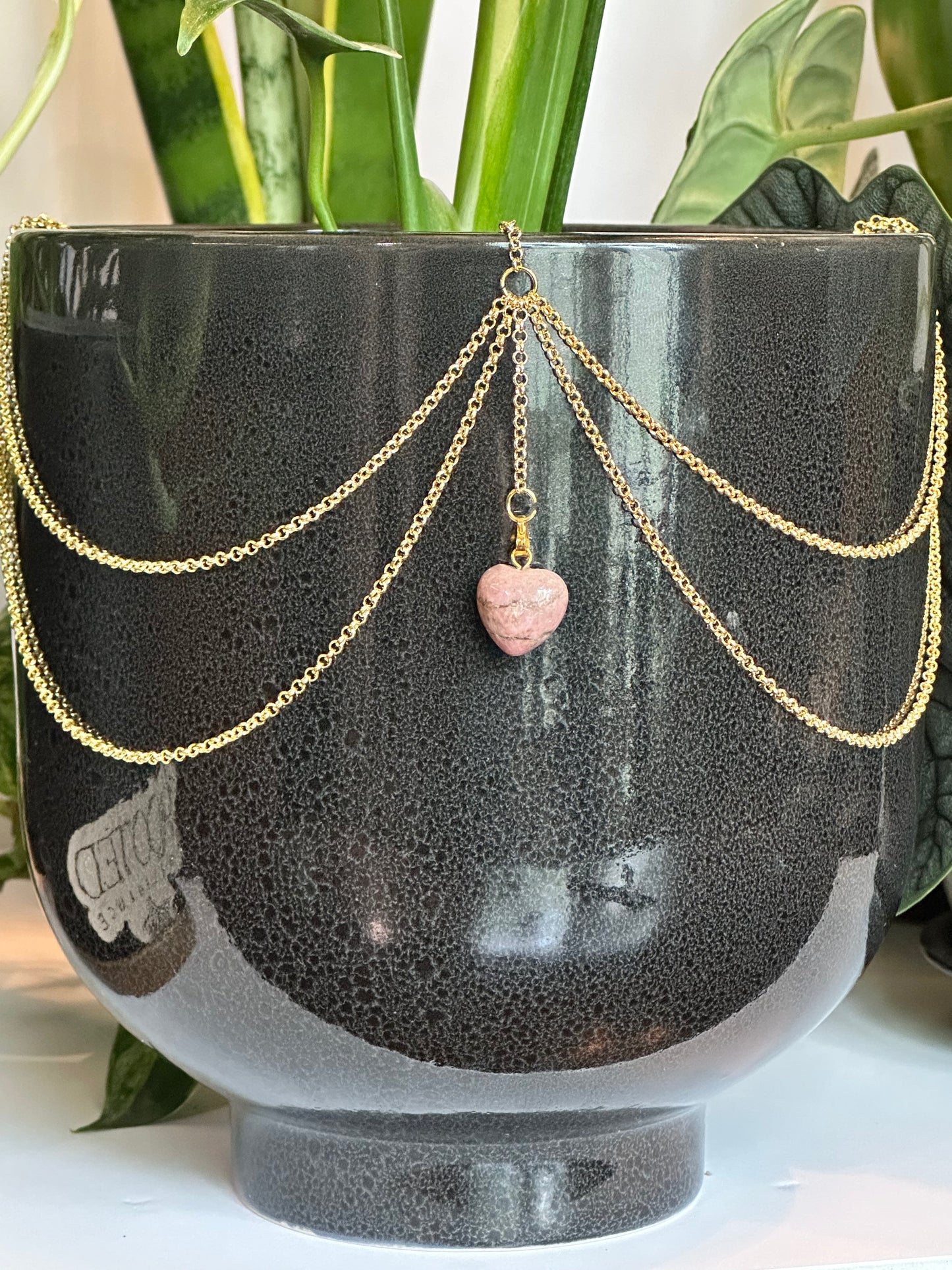 Tiny Rhodonite Heart Pendant